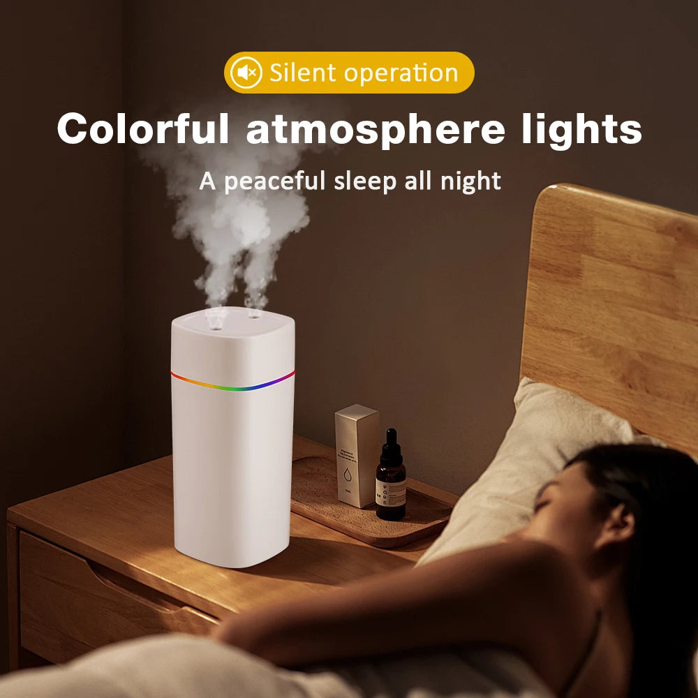 USB Water Air Humidifier Fog Steam Double Spray Aroma Diffuser 600ml Cool Mist Bedroom Home Car Plants Purifier Humificador