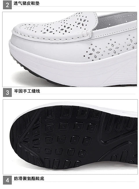 Women's shoes 2020 spring summer all-match mother single shoes leather rocking shoes platform platform nurse shoes work shoes