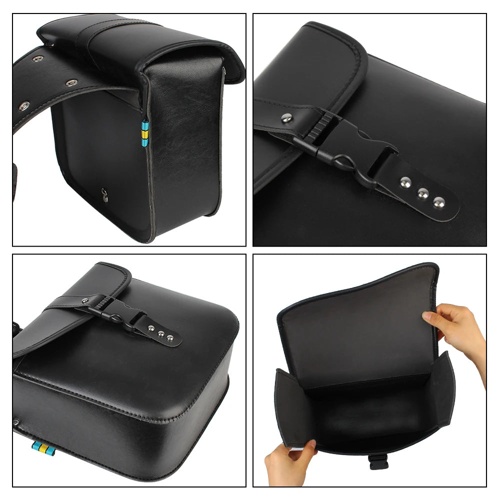 Motorcycle Riding Travel Tank Bag Side Luggage Saddle Bag Motorcycle Storage Tool Bag PU Leather Motor Tail Luggage Suitcase