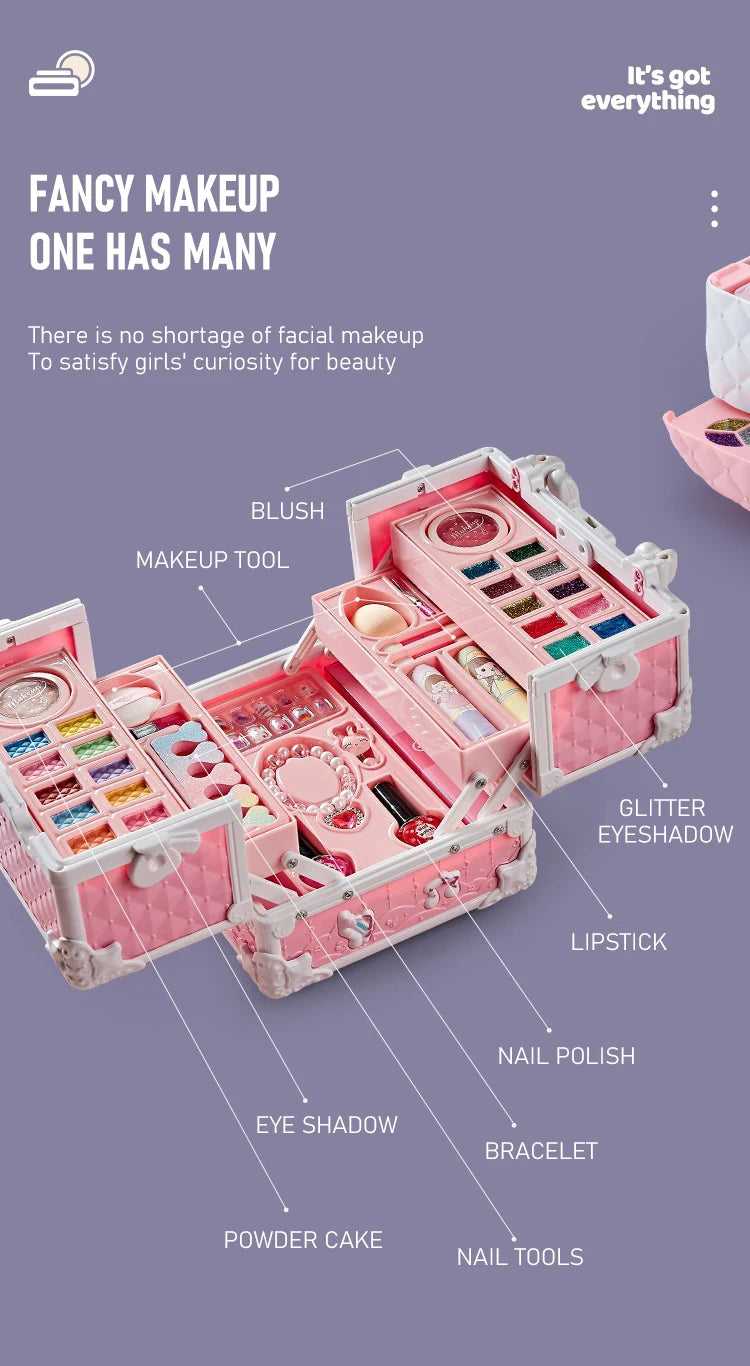 Kids Makeup Kit for Little Girls 49 Pcs Washable Makeup Kit Kids Real Girls Makeup Kit with Cosmetic Case ，Birthday Gifts