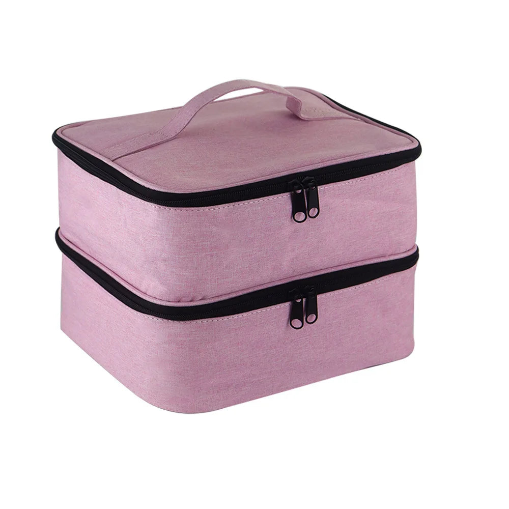 80Bottles Nail Polish Storage Bag Portable Cosmetic Large Shoulder Bag Organizer for Travel Nail Salon 3 Layer Essential Oil Bag