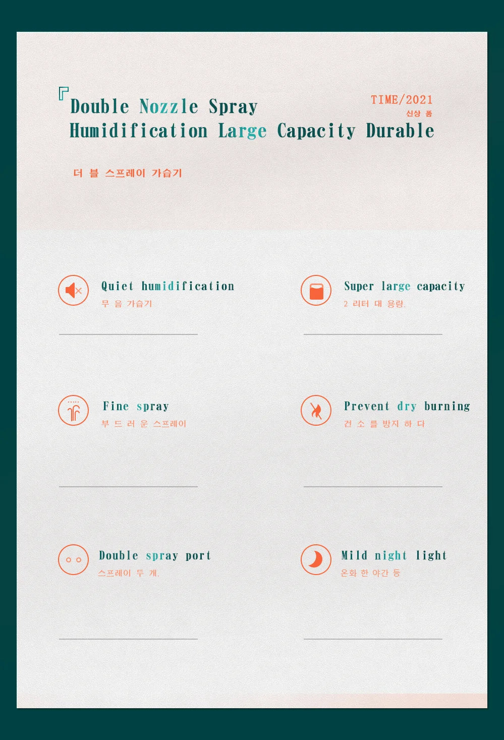 2000ml Large Capacity Dual Spray Humidifier Usb Home Silent Water Replen one Sprayisher 2L Air Purifier Water Diffuser Office