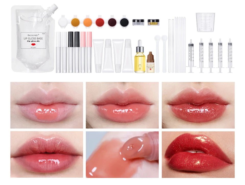 Moisturizing Lip Gloss Diy Kit Clear Lipgloss Base Gel Glitter Lips Makeup Handmade Cosmetic Lip Gloss Making Kit Gift Creative