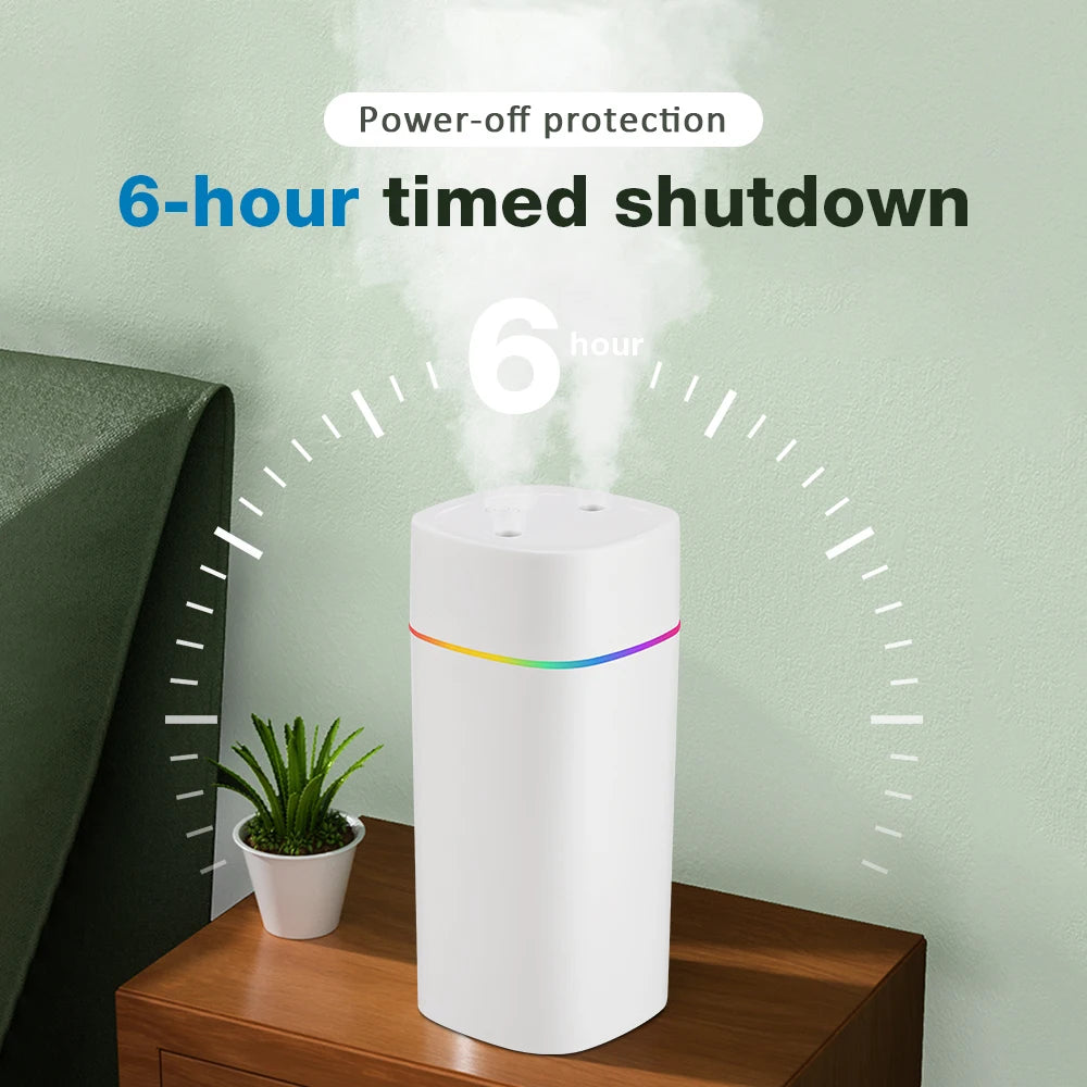 USB Water Air Humidifier Fog Steam Double Spray Aroma Diffuser 600ml Cool Mist Bedroom Home Car Plants Purifier Humificador