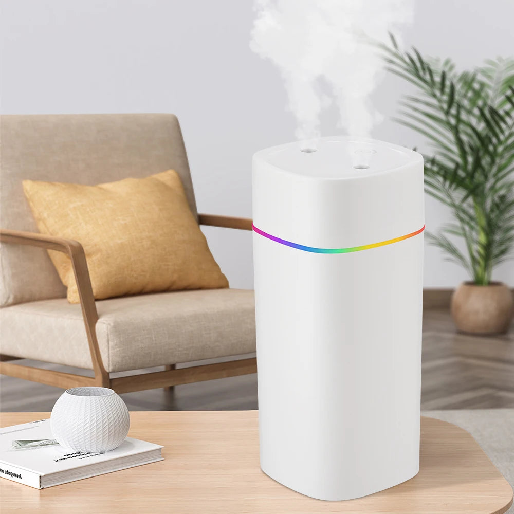 USB Water Air Humidifier Fog Steam Double Spray Aroma Diffuser 600ml Cool Mist Bedroom Home Car Plants Purifier Humificador