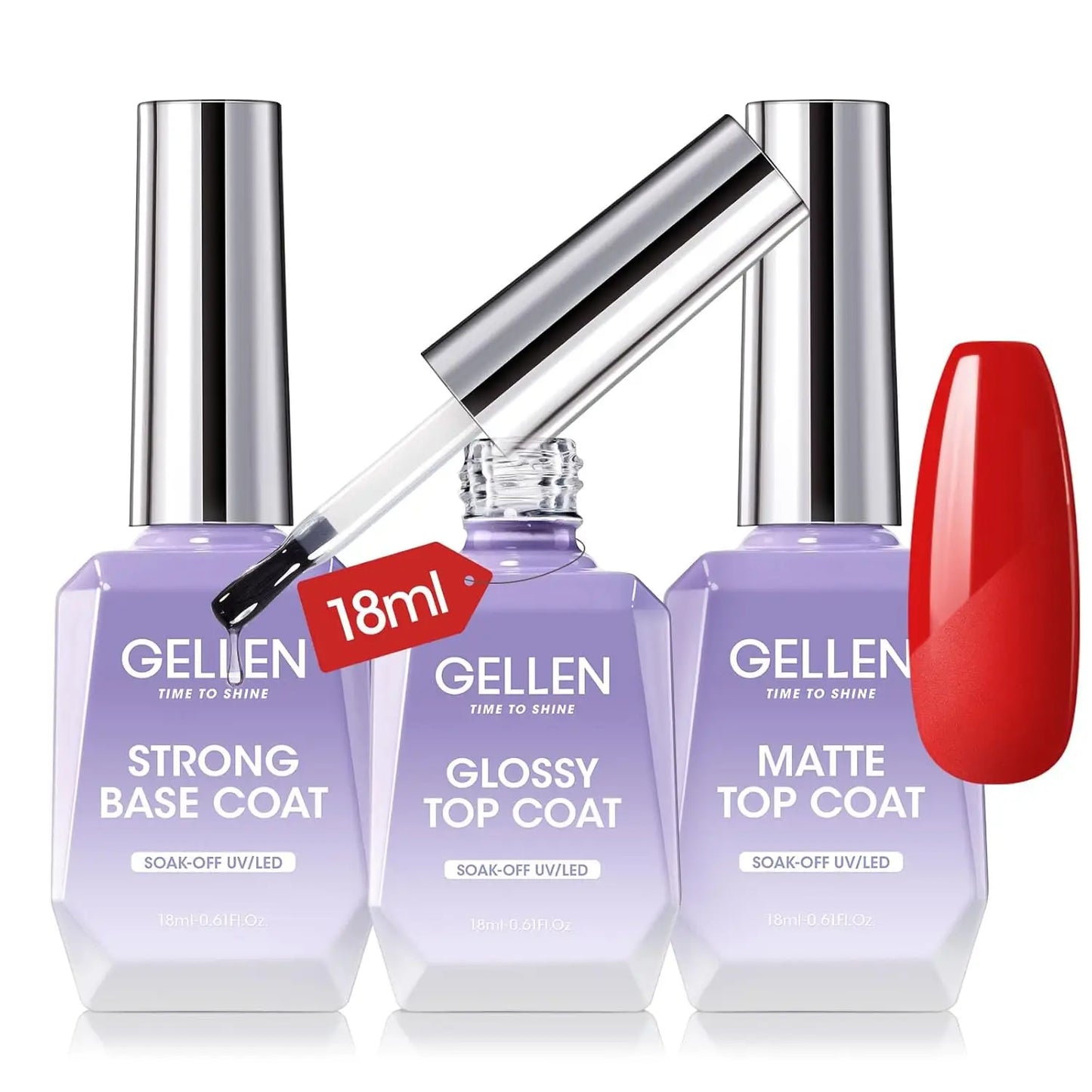 GELLEN Professional Nail Art Gel Set 18ml 4Pcs Base Top Coat Clear Strengthener Soak Off Polish Manicure DIY Kit Long Lasting