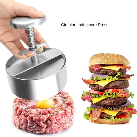 Hamburger Patty Maker Press 304 Stainless Steel Non-Stick Round Manual Rice Ball Mold Thickness Adjusted Kitchen Beef BBQ Tools