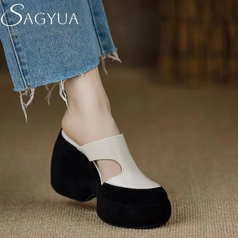 Super High Heels Platferm Slippers Women Sandala Mules Shoes Summer Slingbaek 2025 Brand Wedges Shoes Dress Designer Mujer Pumps