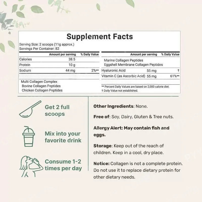 Multi-Collagen Peptides Powder – Hydrolyzed Collagen Blend with Vitamin C & Biotin  Supports Skin, Hair, Nail, and Joint
