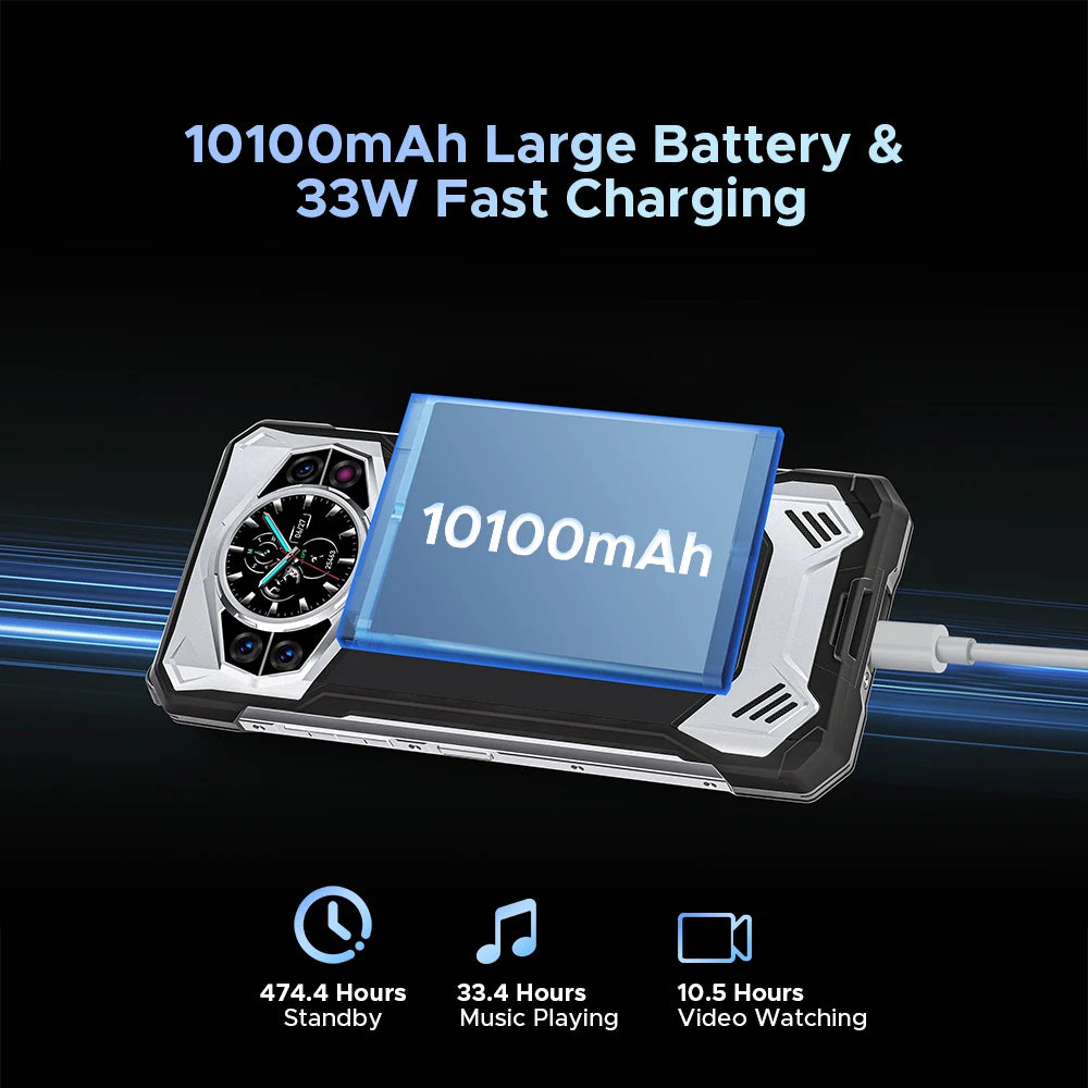 DOOGEE S200 5G Rugged Phone 6.72" 120Hz Display 12GB RAM 256GB ROM 100MP AI Main Camera 10100mAh Android 14 NFC