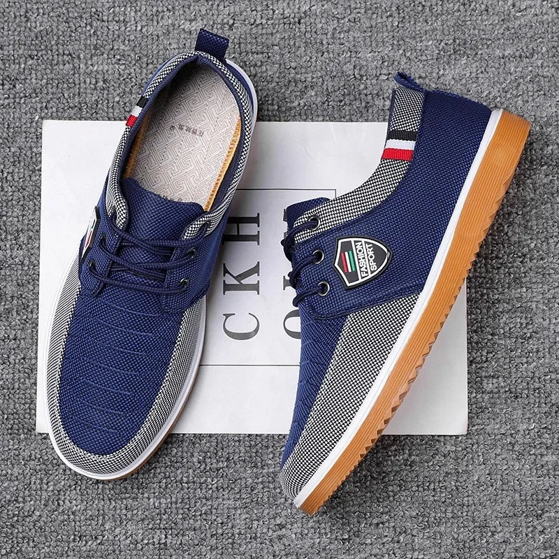 Men's Breathable Canvas Casual Shoes Outdoor Sneakers Lace Up Oxford Work Shoes for Men Vulcanized Shoe Walking Flats Big Size47