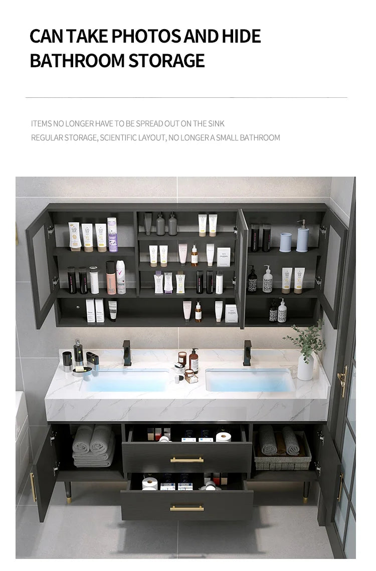 Bathroom Cabinet Washbasin Bathroom Combination Simple Household Toilet Furniture Solidbathroom Modern Vanity With Sink 24
