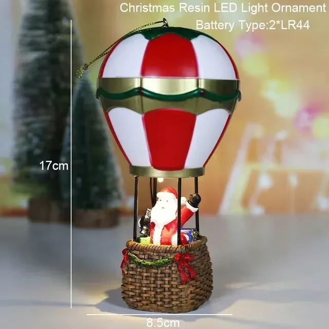 Christmas Resin Small House Santa Claus Shop Micro Landscape Resin Ornaments LED House Christmas Snowman Luminous Decoration