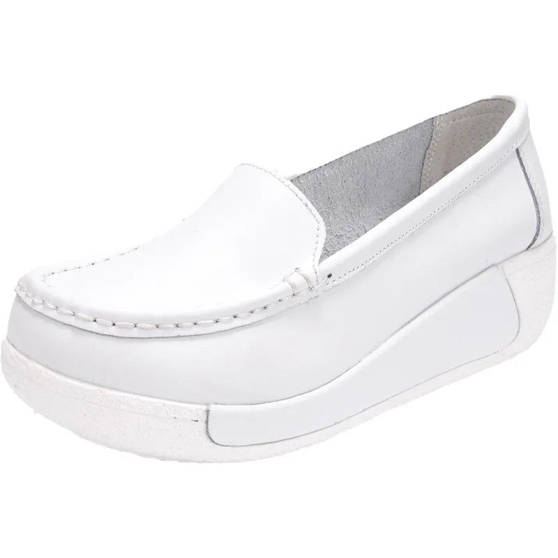 Women's shoes 2020 spring summer all-match mother single shoes leather rocking shoes platform platform nurse shoes work shoes