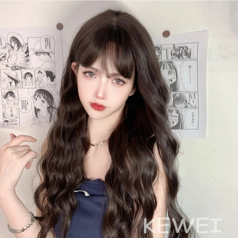 Women's Long Curly Hair Daily Wear Simulated Hair Rose Net Wig Festival Party Cosplay High-temperature Silk Full Wigs