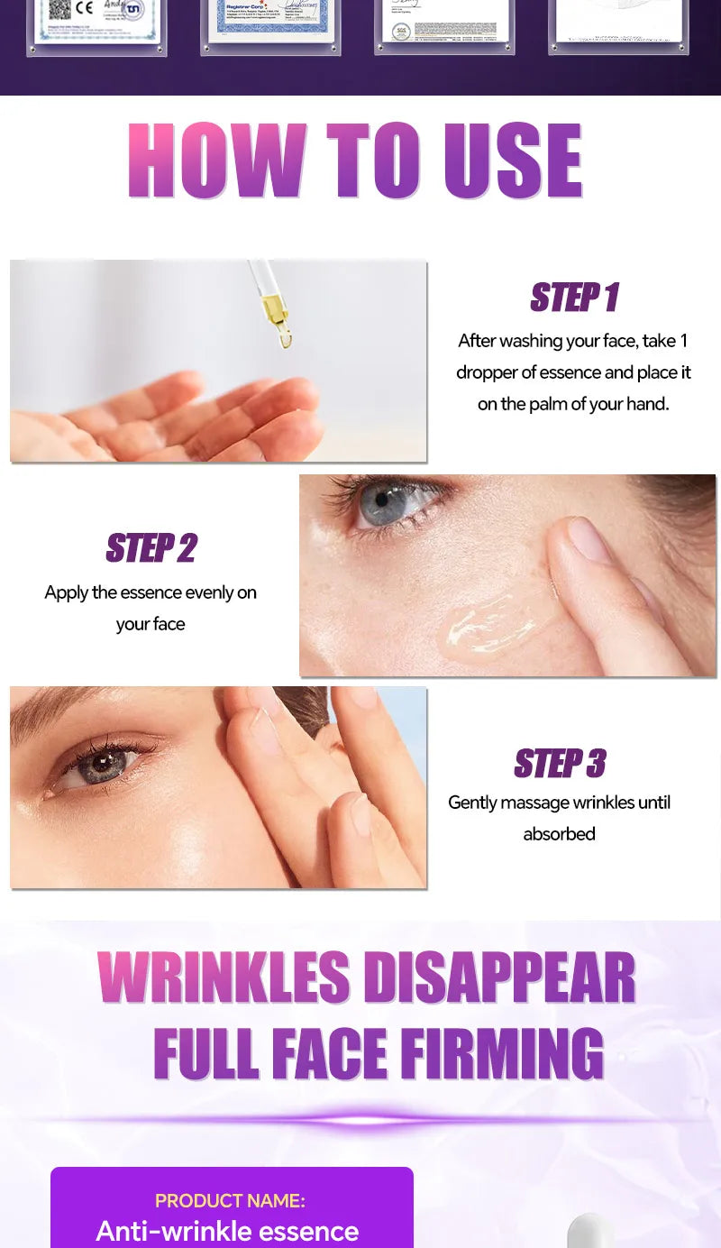 Anti-aging, anti-wrinkle, Remove wrinkles, Lifting firming，moisturizing