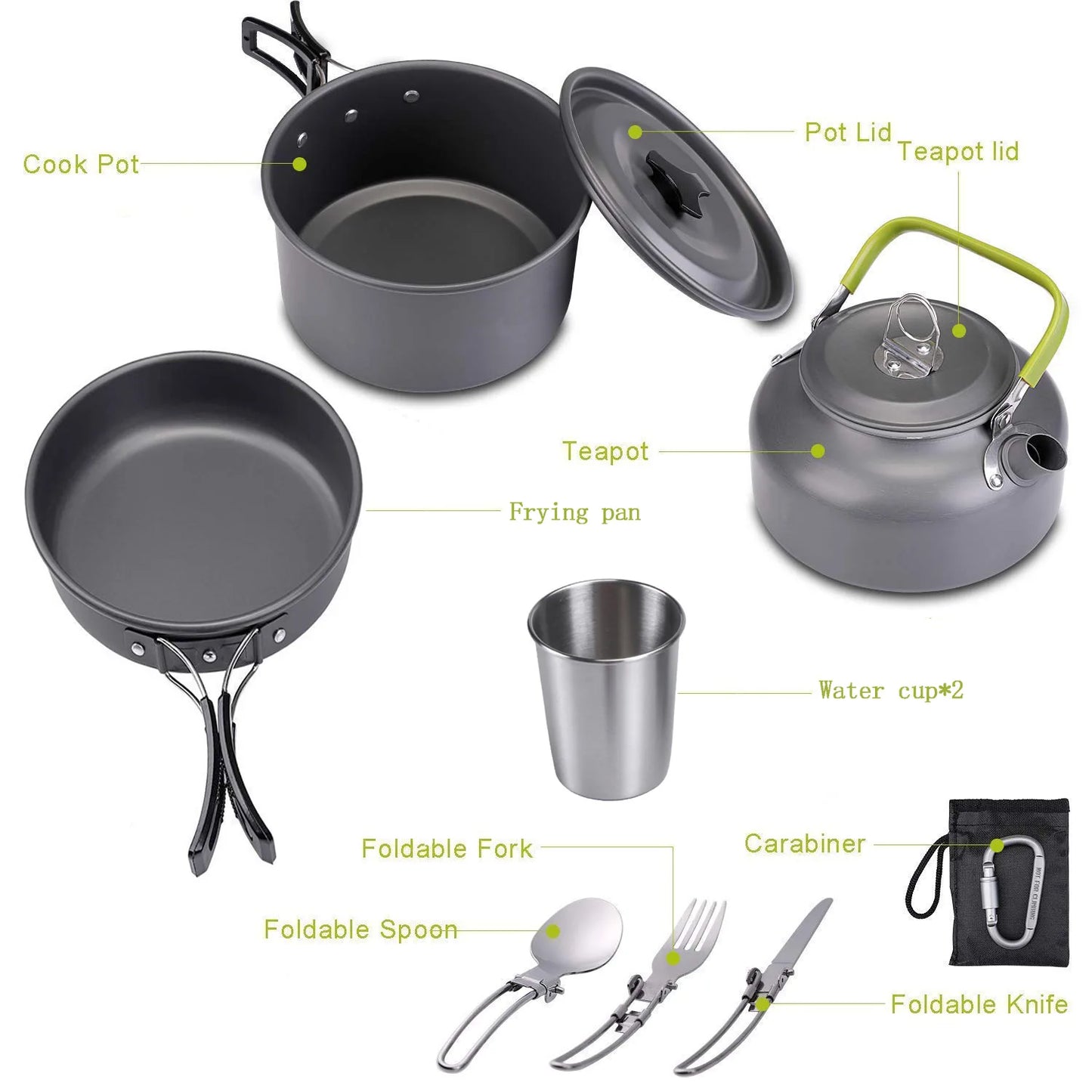 Camping Cookware Kit Outdoor Aluminum Lightweight Equipment Camping Cooking Kit For Traveling Trekking Hiking Supplies