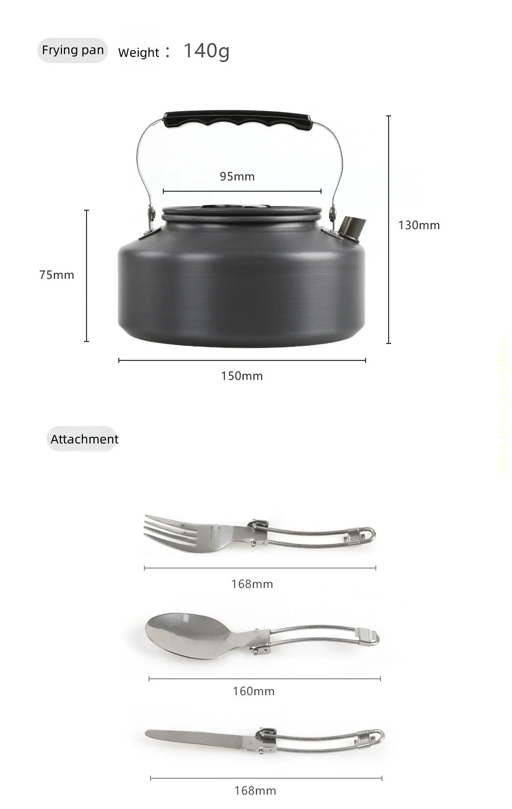 Outdoor pot and kettle set - portable outdoor cooking equipment set - camping water boiling kettle and cooking utensils