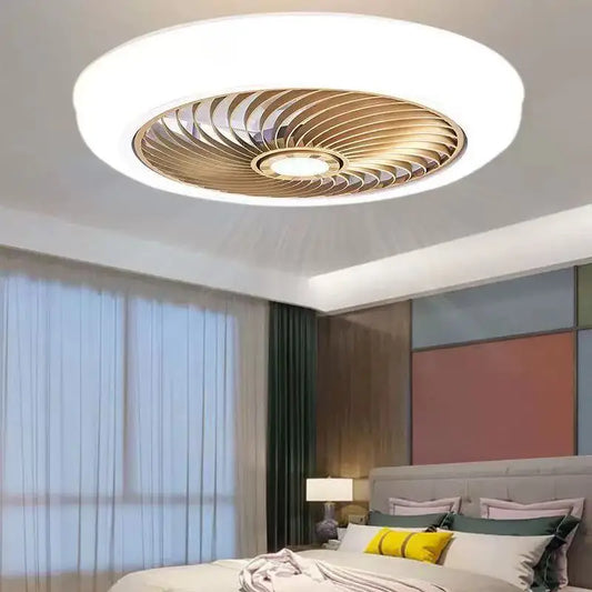 Bedroom fan lamp, invisible silent, home remote control, modern and simple ceiling lamp