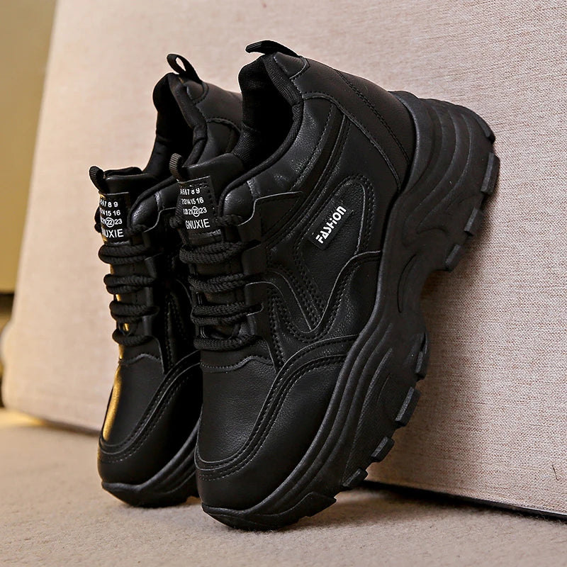 BCEBYL Spring and Autumn Casual Fashion Round Toe Increased Solid Color Non-slip Wear-resistant Simple Women's Shoes