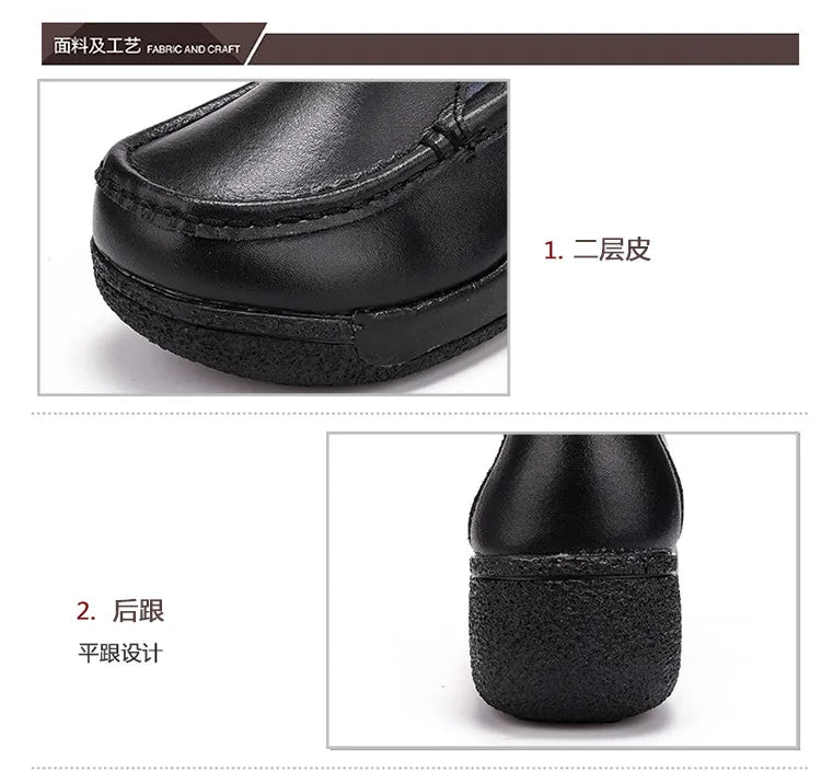 Women's shoes 2020 spring summer all-match mother single shoes leather rocking shoes platform platform nurse shoes work shoes