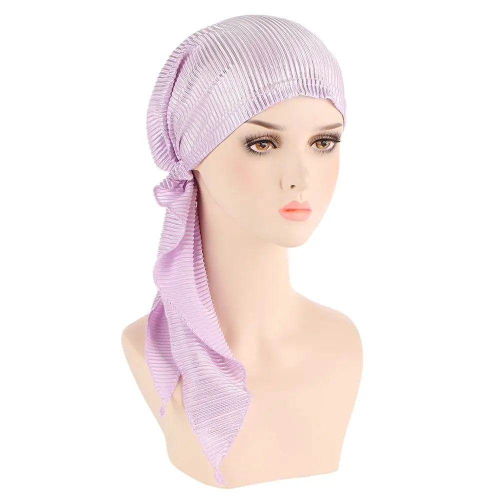 Hair Loss Women Headwrap Headwear Headscarf Beanie Cap Muslim Hijab Pre-Tied Bonnet Cancer Chemo Cap
