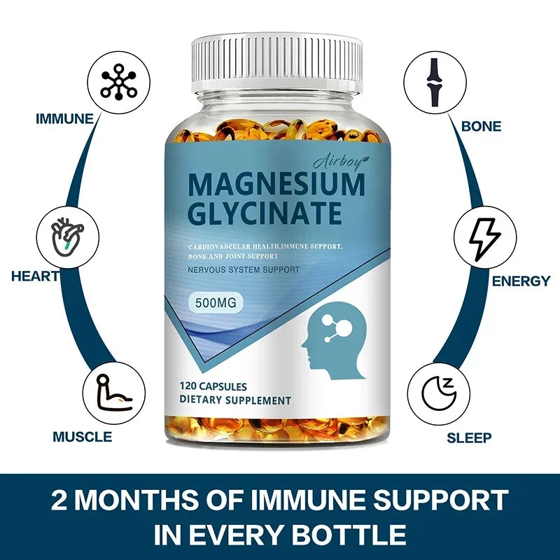 Magnesium Glycinate - Improve Sleep, Relax Nerves, Brain Health, Strengthen Muscles and Bones