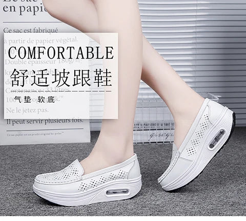 Women's shoes 2020 spring summer all-match mother single shoes leather rocking shoes platform platform nurse shoes work shoes