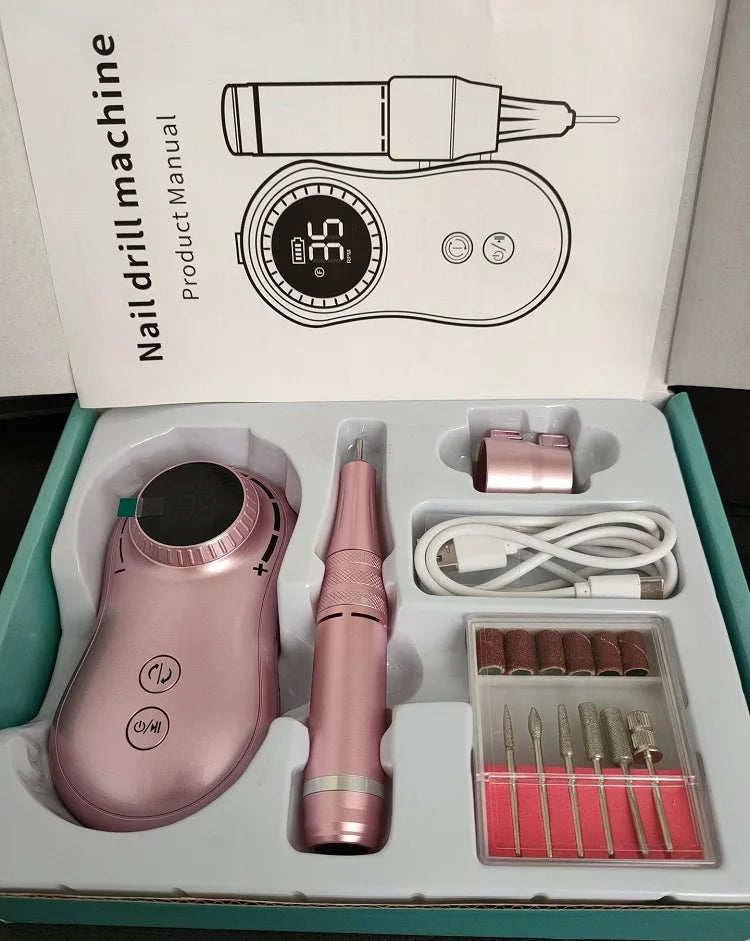 Electric Nail Drill, 35000RPM Portable Nail Drill, Professional Rechargeable Nail E-File, for Acrylic Nails Gel Polishing