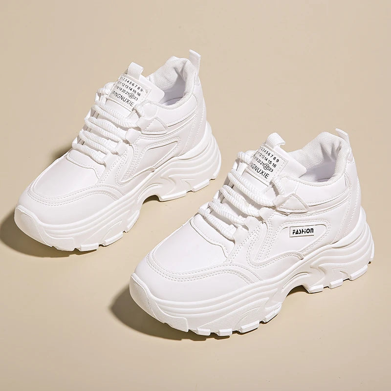 BCEBYL Spring and Autumn Casual Fashion Round Toe Increased Solid Color Non-slip Wear-resistant Simple Women's Shoes