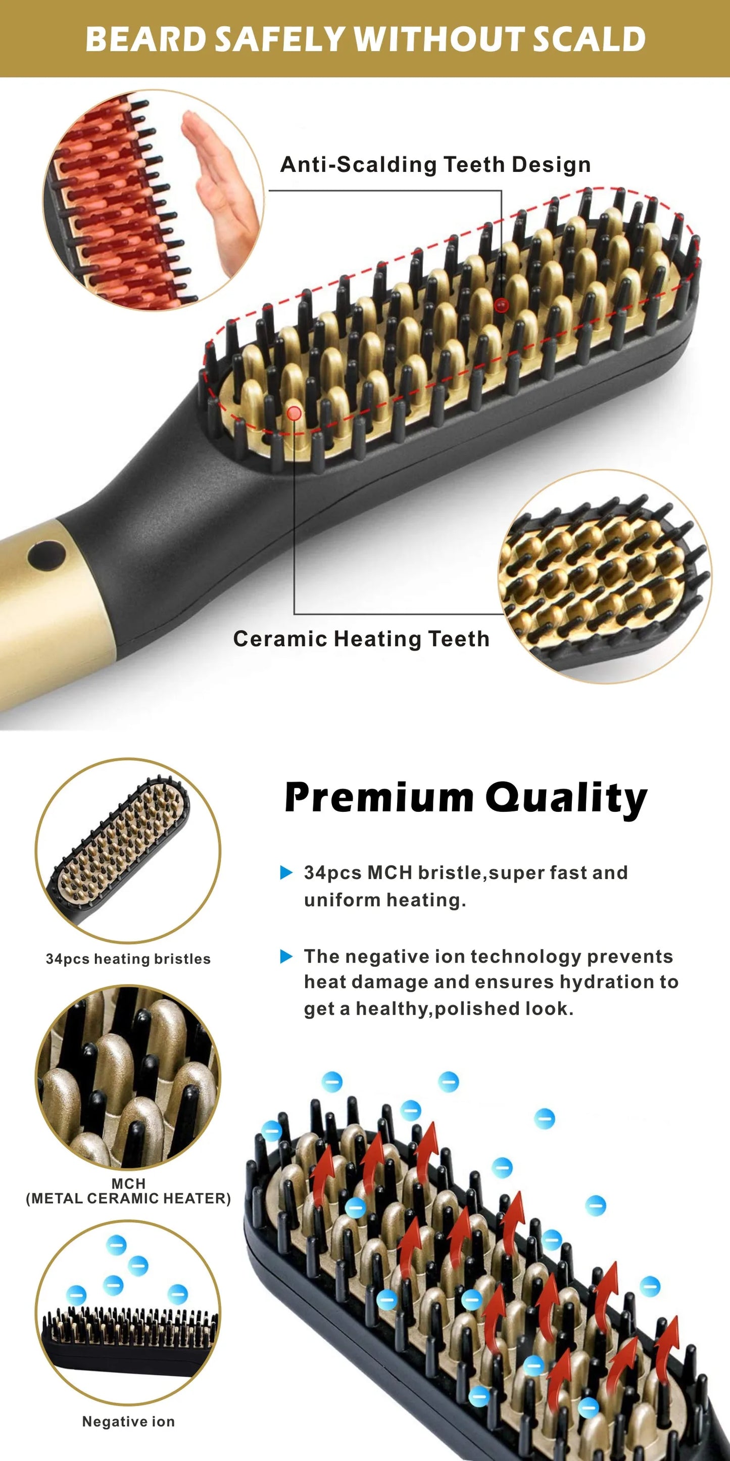 Professional Hair Straightener Comb Brush Beard Hair Straightening Comb Multifunctional Hair Curler Fast Heating Styling Tools
