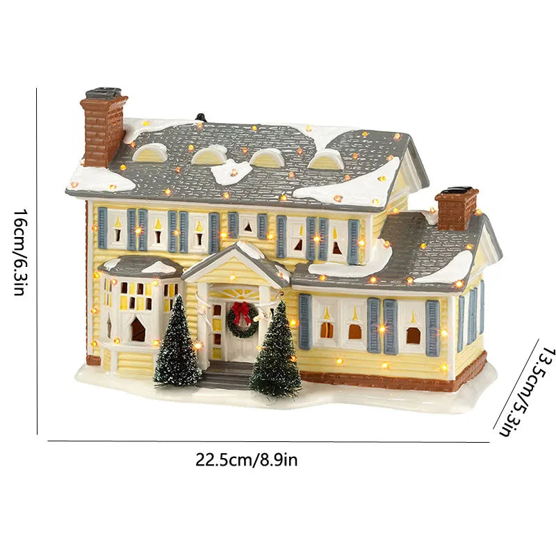 LED Christmas Music Popcorn House Xmas Decoration Scene Village Rotating Statue Christmas Home Desktop Decor Christmas Kid Gift
