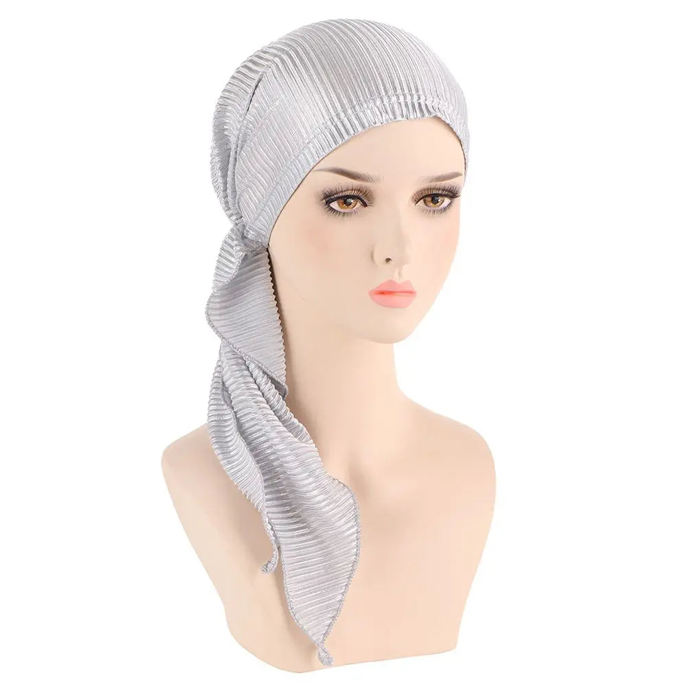 Hair Loss Women Headwrap Headwear Headscarf Beanie Cap Muslim Hijab Pre-Tied Bonnet Cancer Chemo Cap