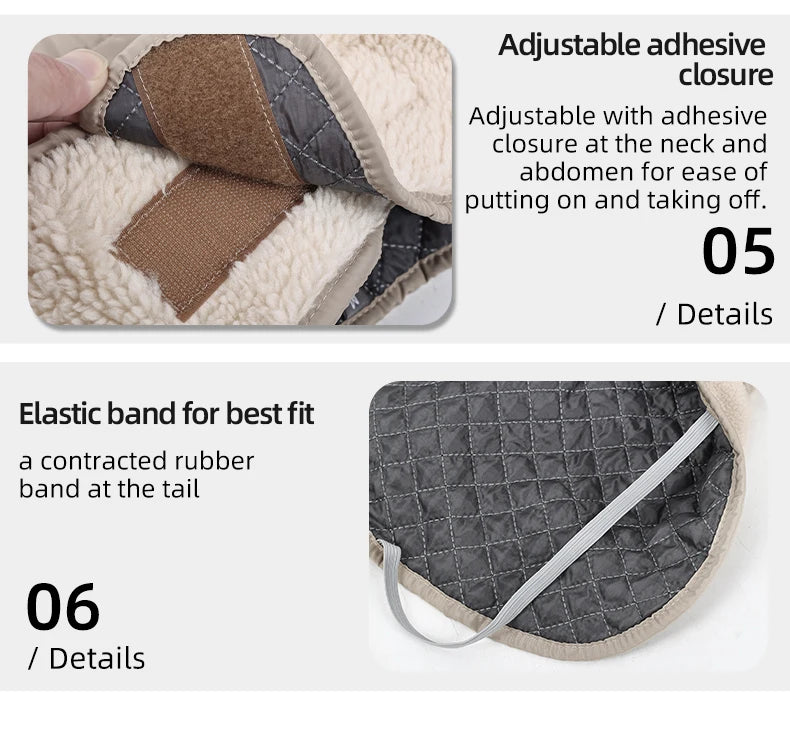 Winter Dogs Clothes Outdoor Cold Proof Warm Dog Jacket With Fleece Cotton Lining Double Sided Wearable Vest Puppy Clothing Coats