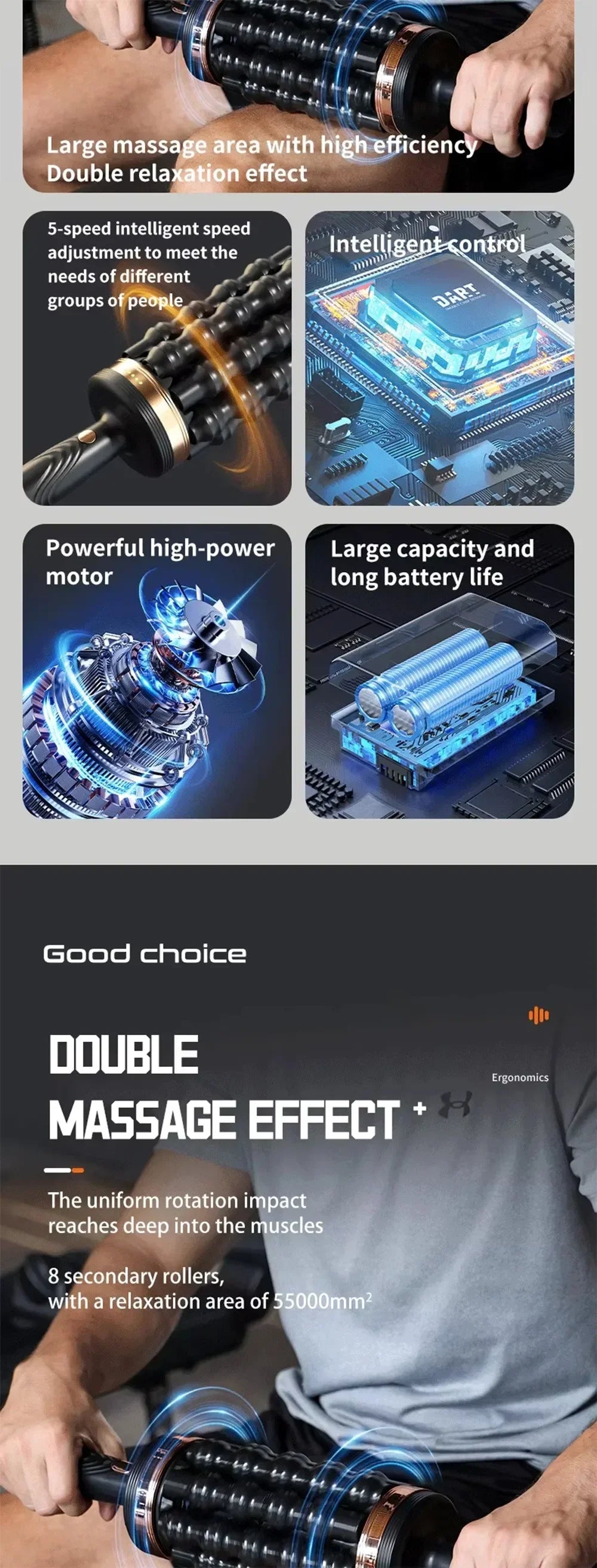 Relax Stress Massager Hand Held Massager for Muscle Rolling Percussive Massager Powered Muscle Roller Massager Whole Body Relief