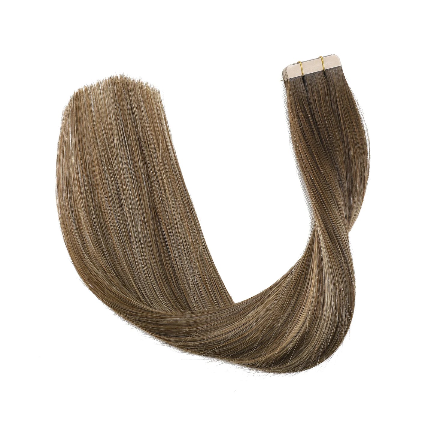 XDhair 100% Tape in Hair Extensions Human Hair 14"22" 50g 20pcs Balayage Chocolate Brown to Caramel Blonde Tape Hair Extensions