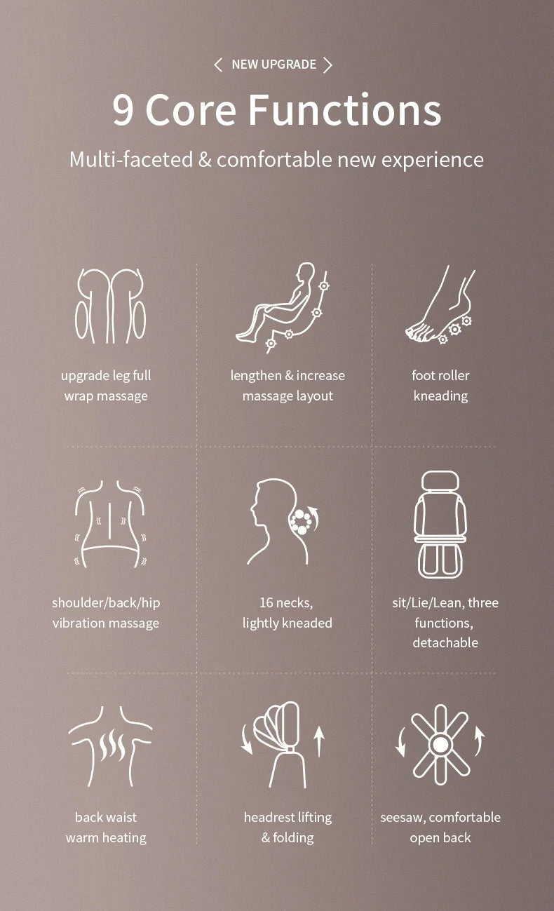 Upgrade Electric Massage Chair Full Body Kneading Neck Back Waist Leg Infrared Heating Vibration Shiatsu Cushion Seat Relaxation