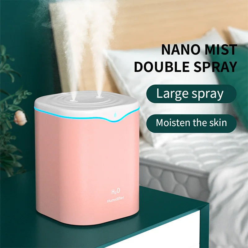 2000ml Large Capacity Dual Spray Humidifier Usb Home Silent Water Replen one Sprayisher 2L Air Purifier Water Diffuser Office
