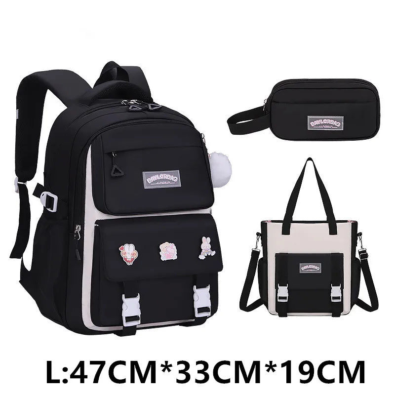 3 Pcs/Set School Bag for Girls Children Backpack Schoolbag Teenage School Child With Lunch box Pencil Case Kids Book Bag 2024