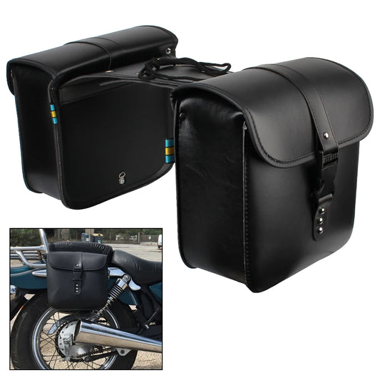 Motorcycle Riding Travel Tank Bag Side Luggage Saddle Bag Motorcycle Storage Tool Bag PU Leather Motor Tail Luggage Suitcase
