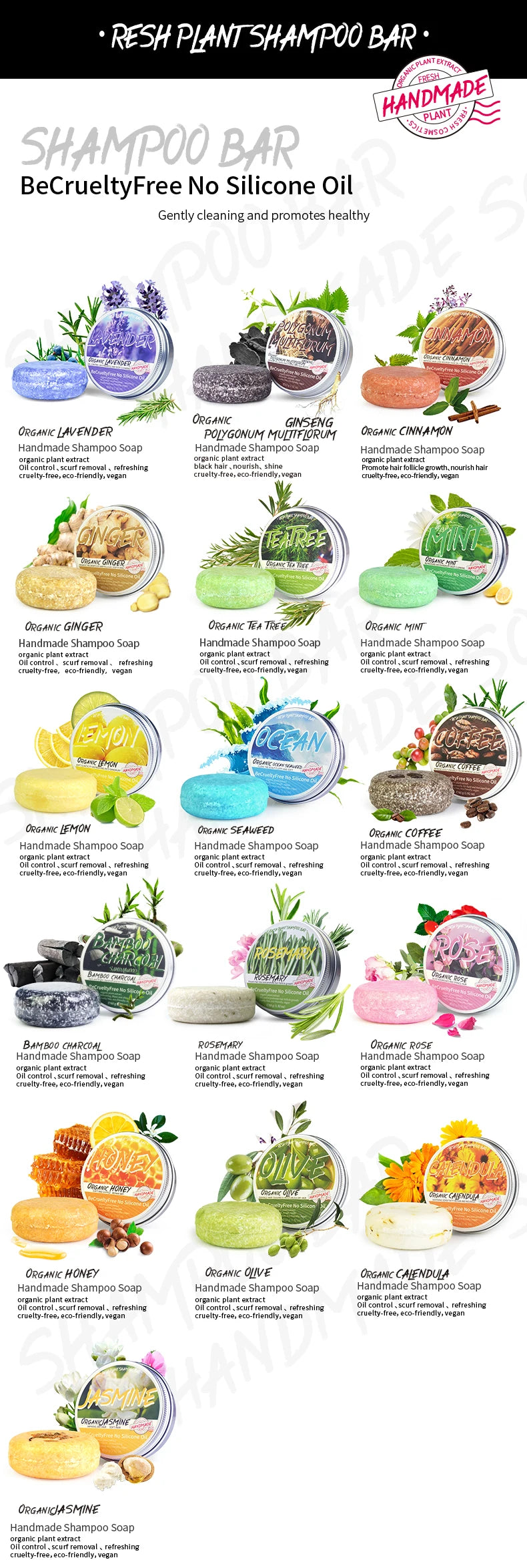 Tea tree essential oil plant shampoo is refreshing, oil controlling, dandruff reducing, and strong for hair. Handmade shampoo wi