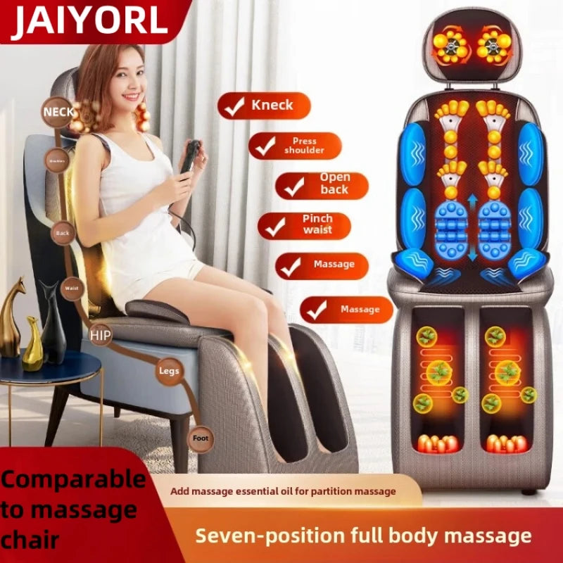 Upgrade Electric Massage Chair Full Body Kneading Neck Back Waist Leg Infrared Heating Vibration Shiatsu Cushion Seat Relaxation