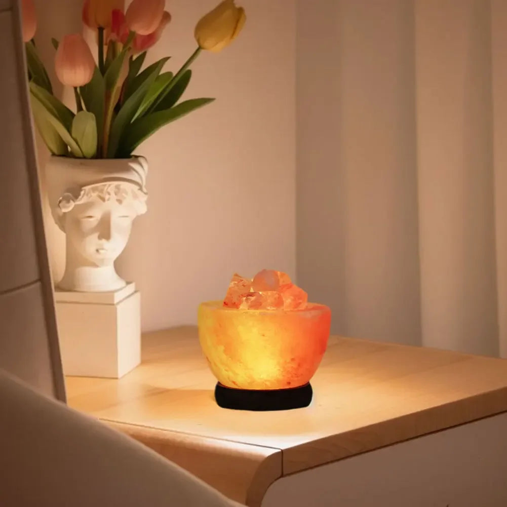 D5 Himalayan Salt Lamp Crystal Salt Rock Light with Base Crystal Salt Light LED Atmosphere Lamp Home Decor Bedroom Decoration