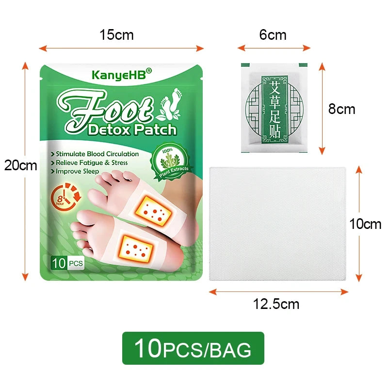 Detox Foot Patches 10/20 PCS Deep Cleanse Toxins Binders Natural Herbal Wormwood Pastes Relieve Stress Stickers Feet Care Tool