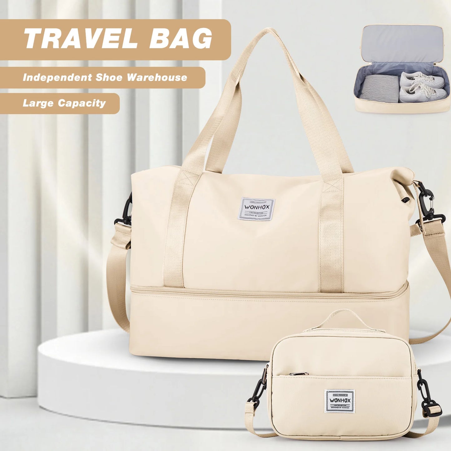 Hand-Held Travel Bag Under the Seat,Carry-on Luggage Overnight Bag for Men Women Sports Fitness Bag， makeup bag，neceser mujer