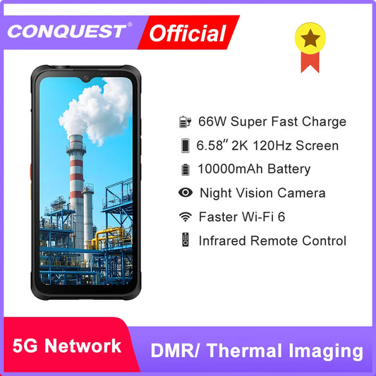 CONQUEST 5G Smartphone Network108MP Camera 12GB 512GB 66W Thermal Imaging  IP68 Waterproof NFC