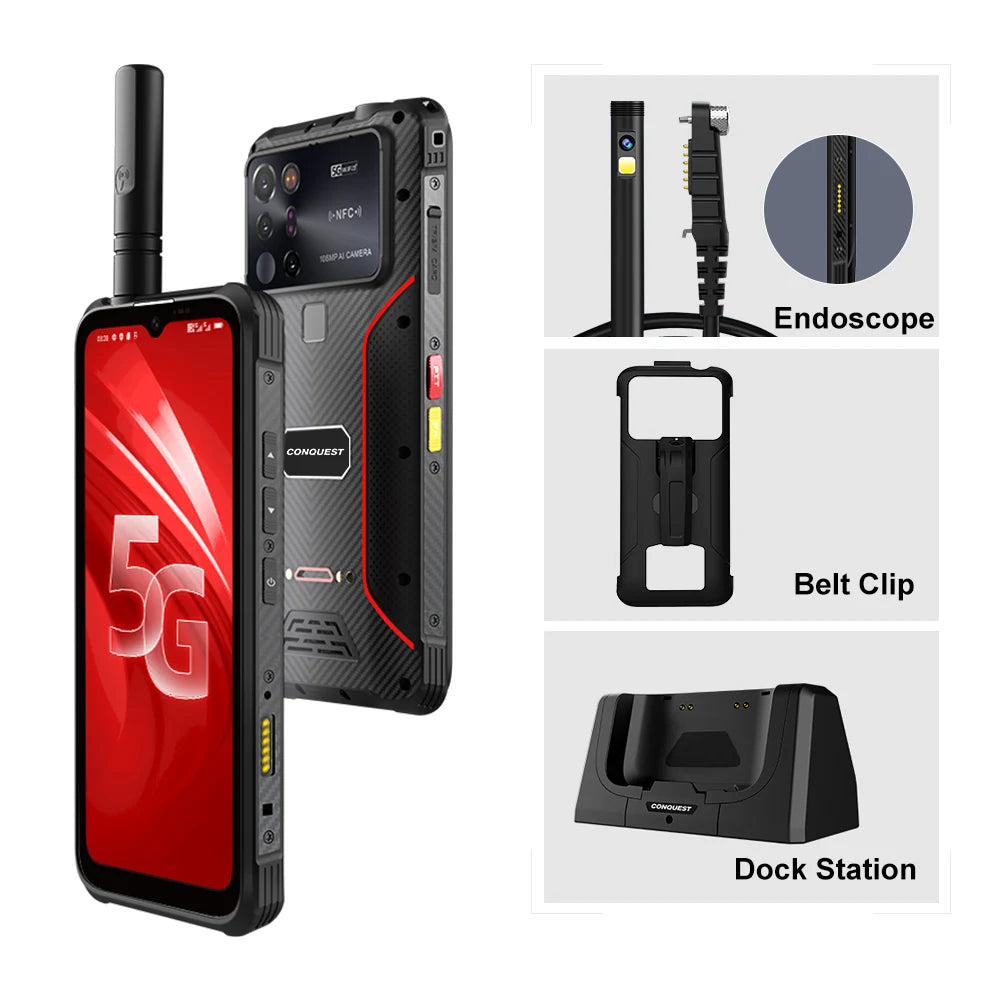 CONQUEST 5G Smartphone Network108MP Camera 12GB 512GB 66W Thermal Imaging  IP68 Waterproof NFC