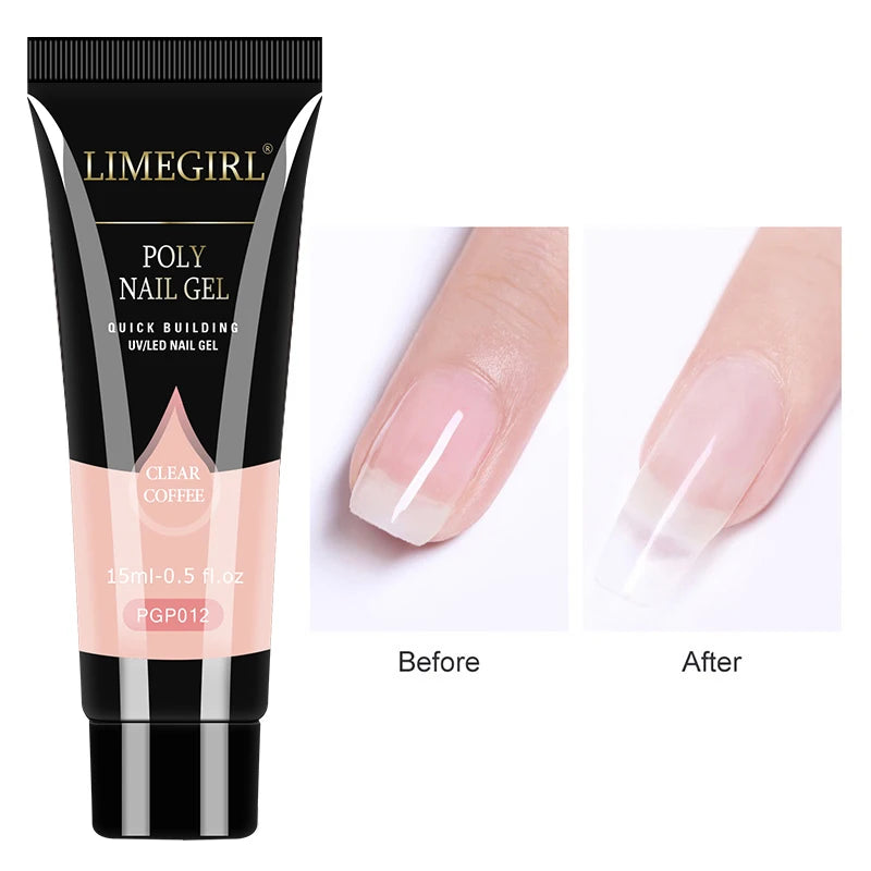 Nail Extension Kit Acrylic Gel Polish Nail Polish with UV LED Nail Lamp Manicure Kit and Base Coat Top Coat for Salon and Home