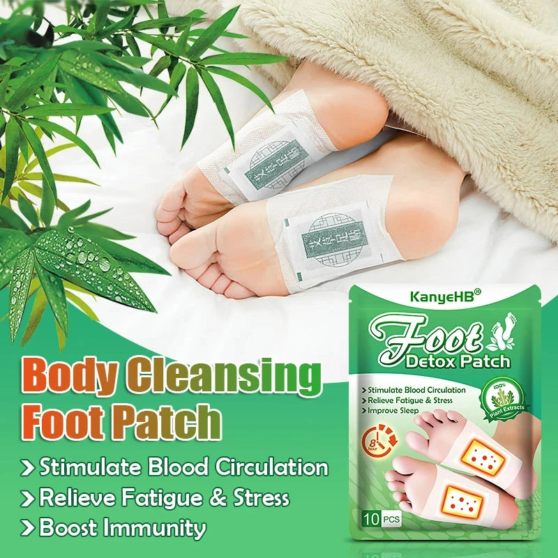 Detox Foot Patches 10/20 PCS Deep Cleanse Toxins Binders Natural Herbal Wormwood Pastes Relieve Stress Stickers Feet Care Tool