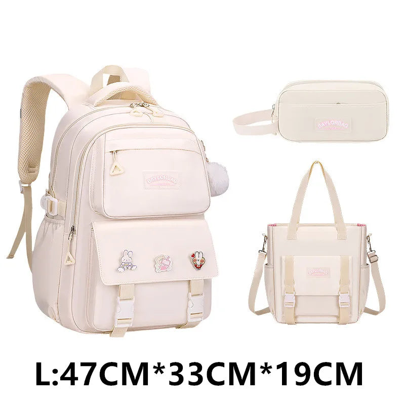 3 Pcs/Set School Bag for Girls Children Backpack Schoolbag Teenage School Child With Lunch box Pencil Case Kids Book Bag 2024